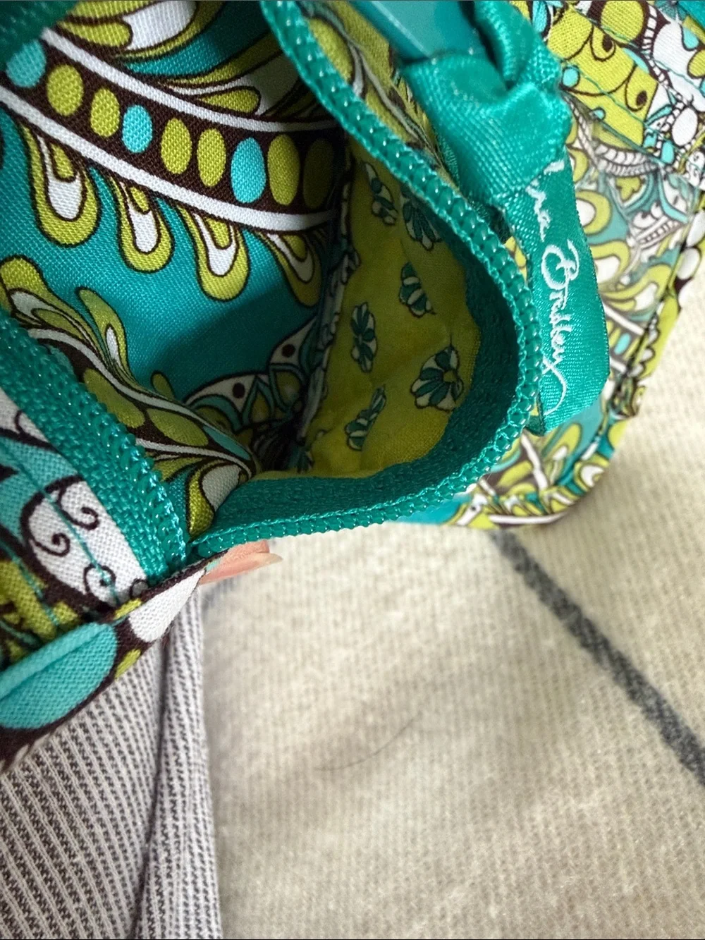 VERA Bradley Quilted Fold-Over Wallet in Teal and Lime Paisley